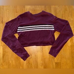 Rue21 Burgundy Cropped Fitted Long Sleeve Top